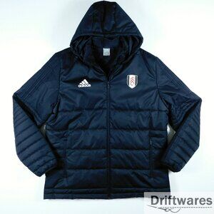 ADIDAS Mens XL Black FFC FULHAM FC Puffer Jacket Hooded Coat Tiro 17